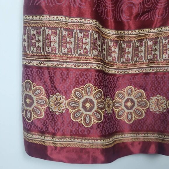 Vintage City Triangles Womens 3/4 Burgundy Embroidered Mini Dress Satin 90s Y2K - Picture 4 of 9